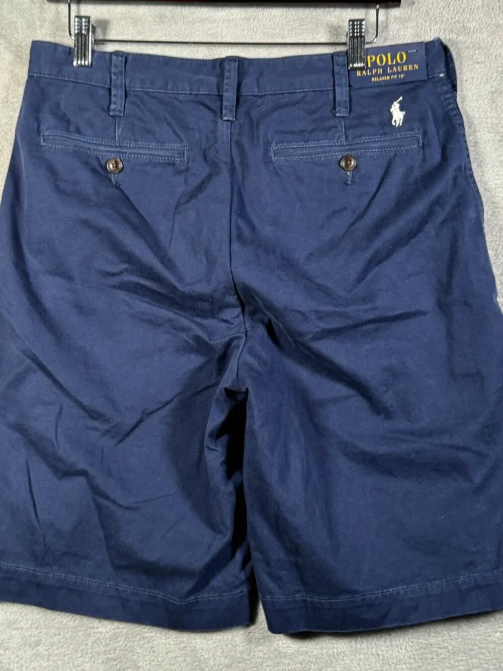 Polo Ralph Lauren Shorts Mens 31 Navy Blue Chino Relaxed Fit Flat Front